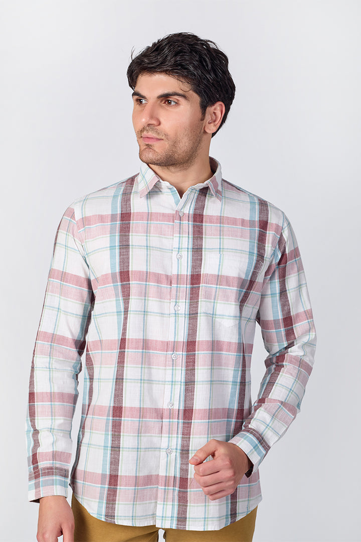 Crisp White Dobby Checked Shirt