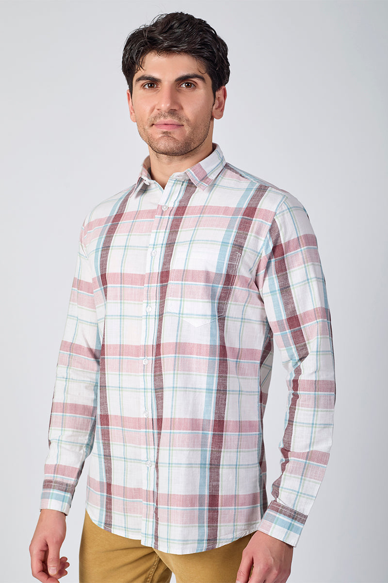 Crisp White Dobby Checked Shirt