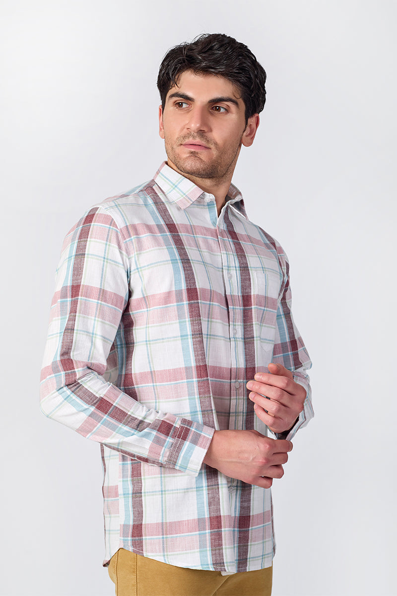 Crisp White Dobby Checked Shirt