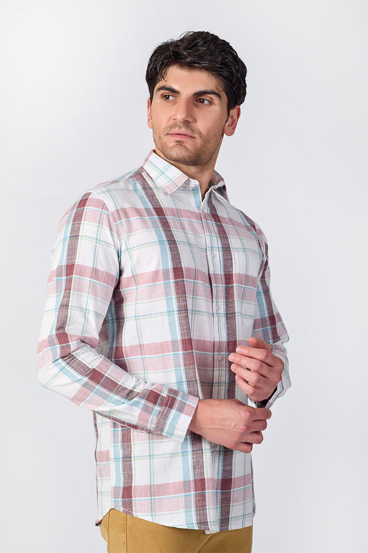 Crisp White Dobby Checked Shirt