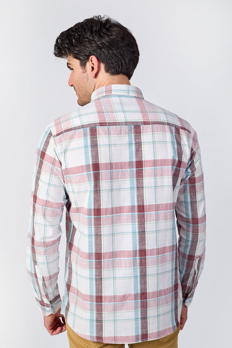 Crisp White Dobby Checked Shirt