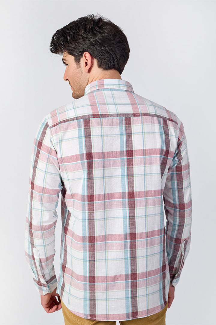 Crisp White Dobby Checked Shirt