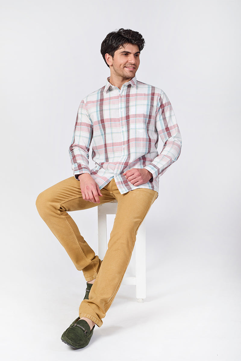 Crisp White Dobby Checked Shirt