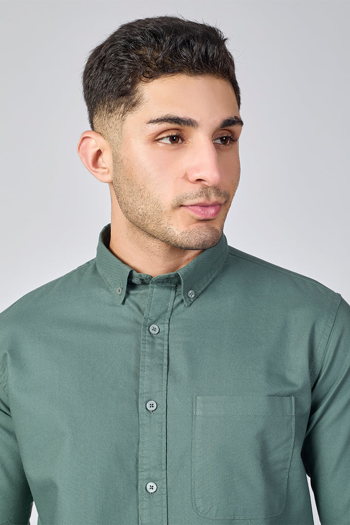 Core Lab Oxford Slim Fit Casual Shirt - Sage Green