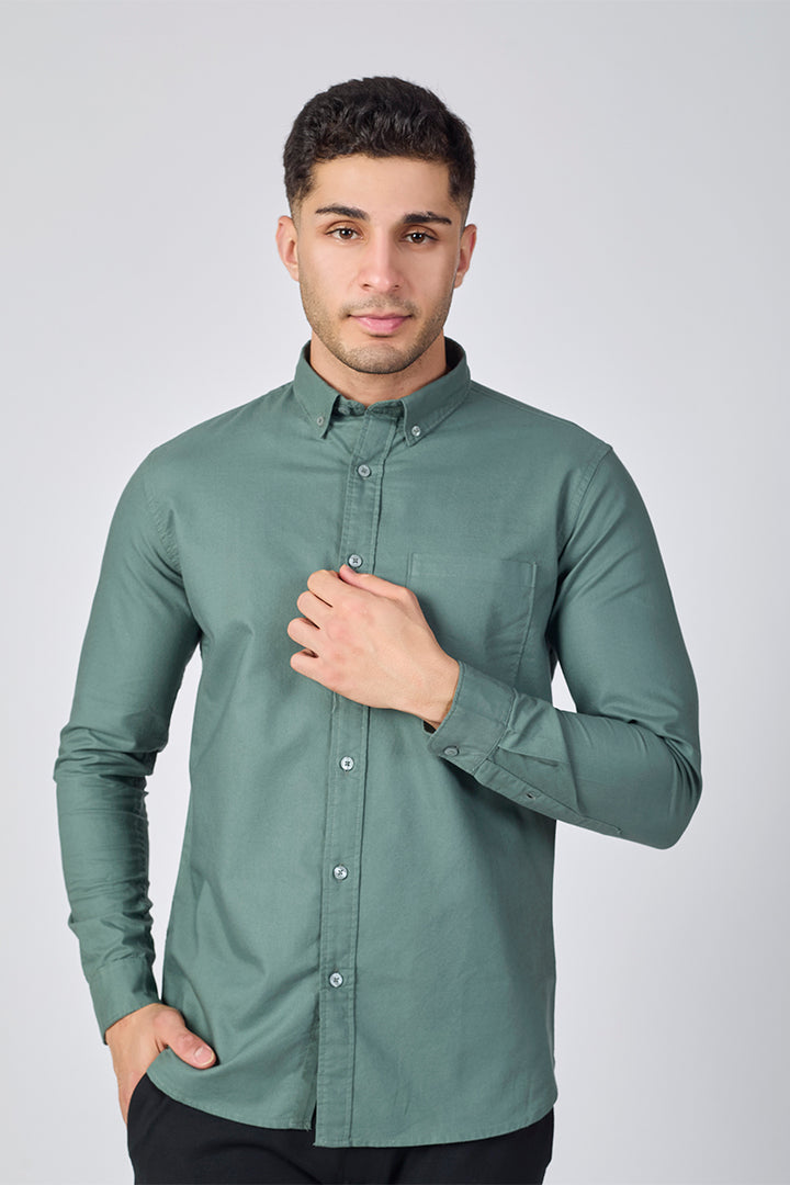 Core Lab Oxford Slim Fit Casual Shirt - Sage Green