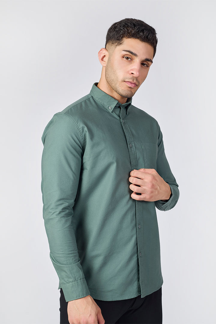 Core Lab Oxford Slim Fit Casual Shirt - Sage Green