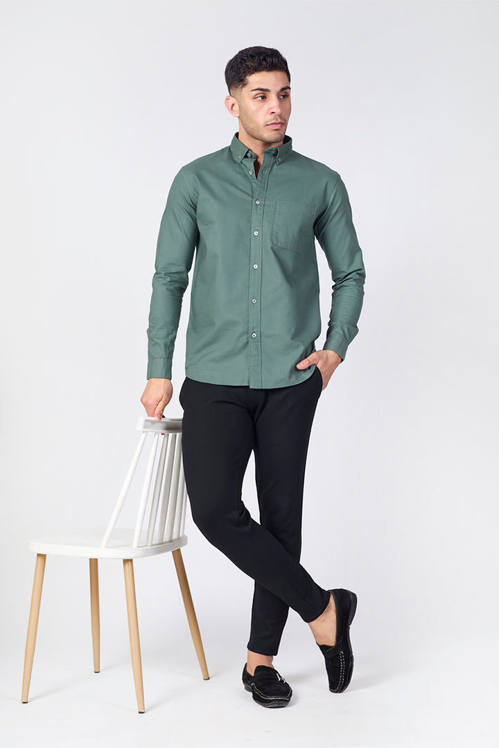 Core Lab Oxford Slim Fit Casual Shirt - Sage Green