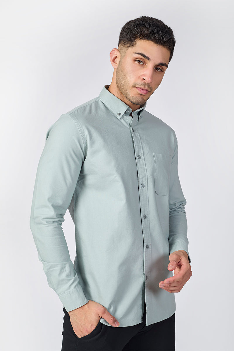 Core Lab Oxford Slim Fit Casual Shirt - Dusty Aqua Grey