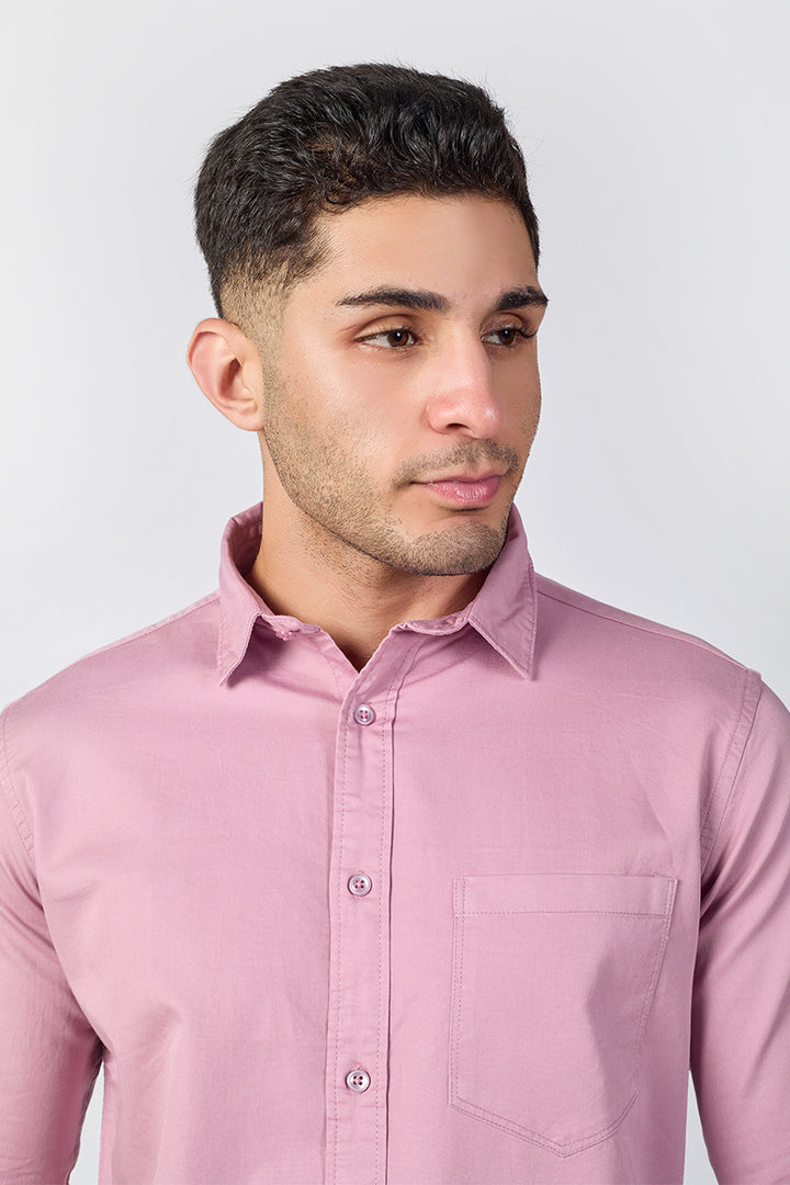 Dobby Cotton Solid Slim Fit Casual Shirt - Dusty Pink