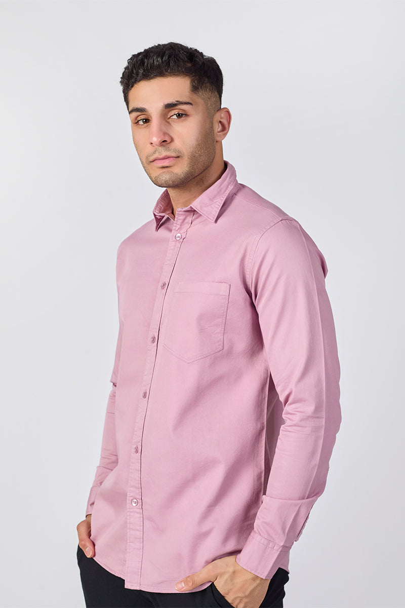 Dobby Cotton Solid Slim Fit Casual Shirt - Dusty Pink