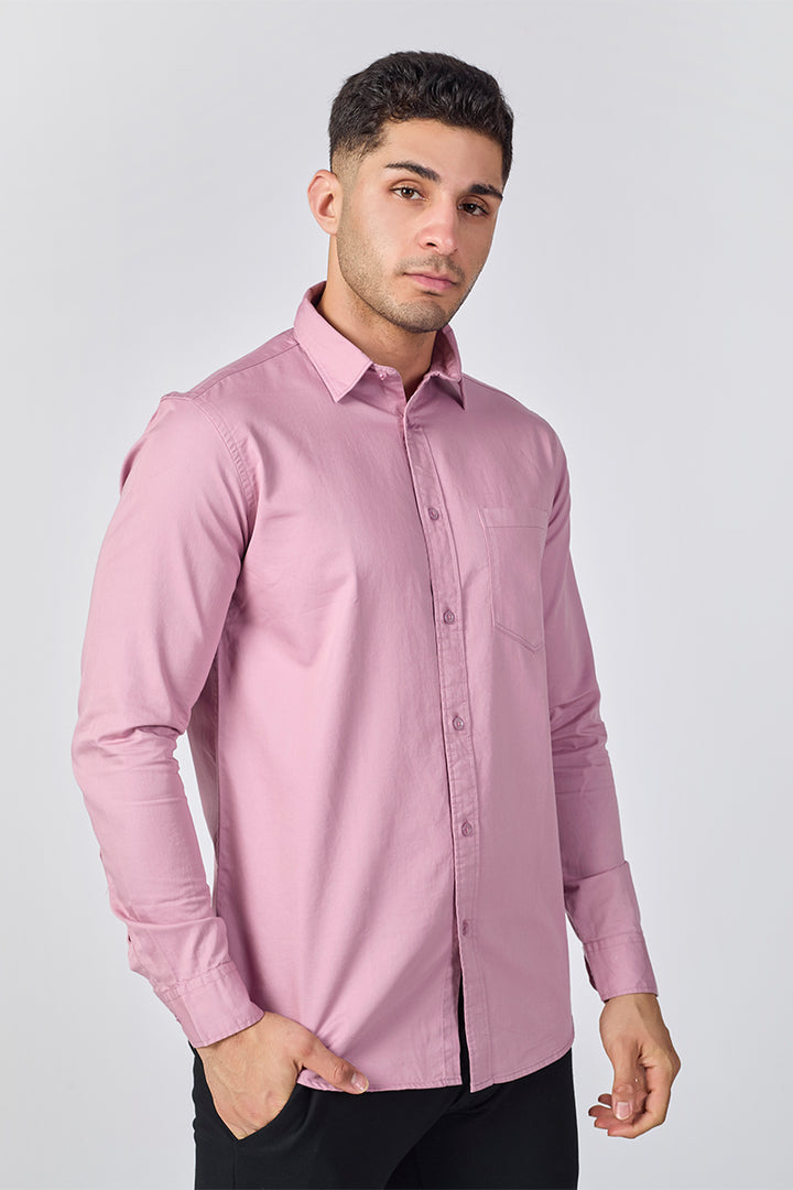 Dobby Cotton Solid Slim Fit Casual Shirt - Dusty Pink