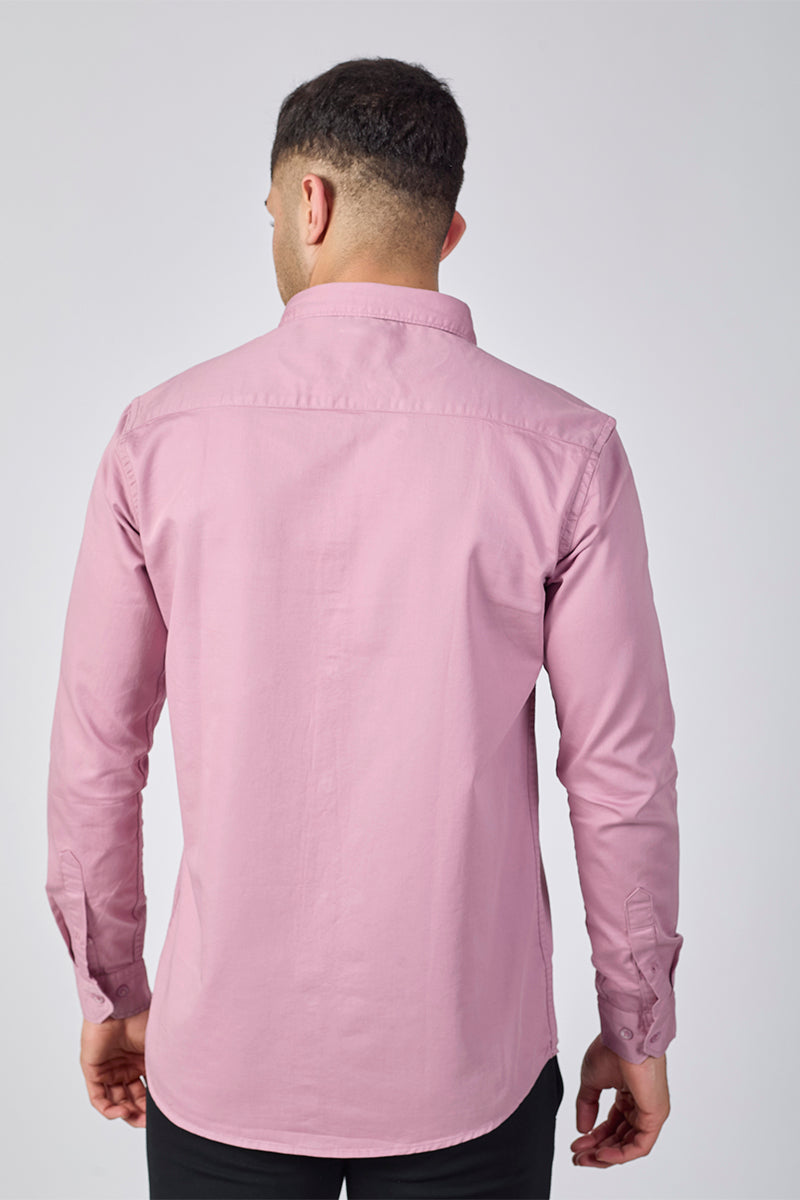 Dobby Cotton Solid Slim Fit Casual Shirt - Dusty Pink