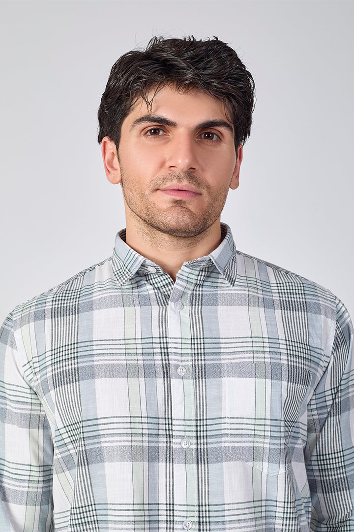 Cool Grey Dobby Checked Shirt