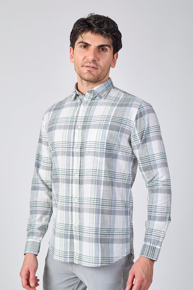 Cool Grey Dobby Checked Shirt