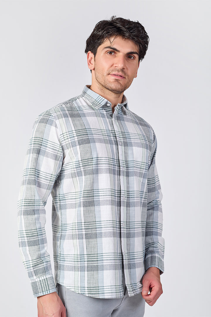 Cool Grey Dobby Checked Shirt