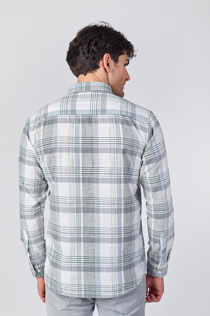 Cool Grey Dobby Checked Shirt