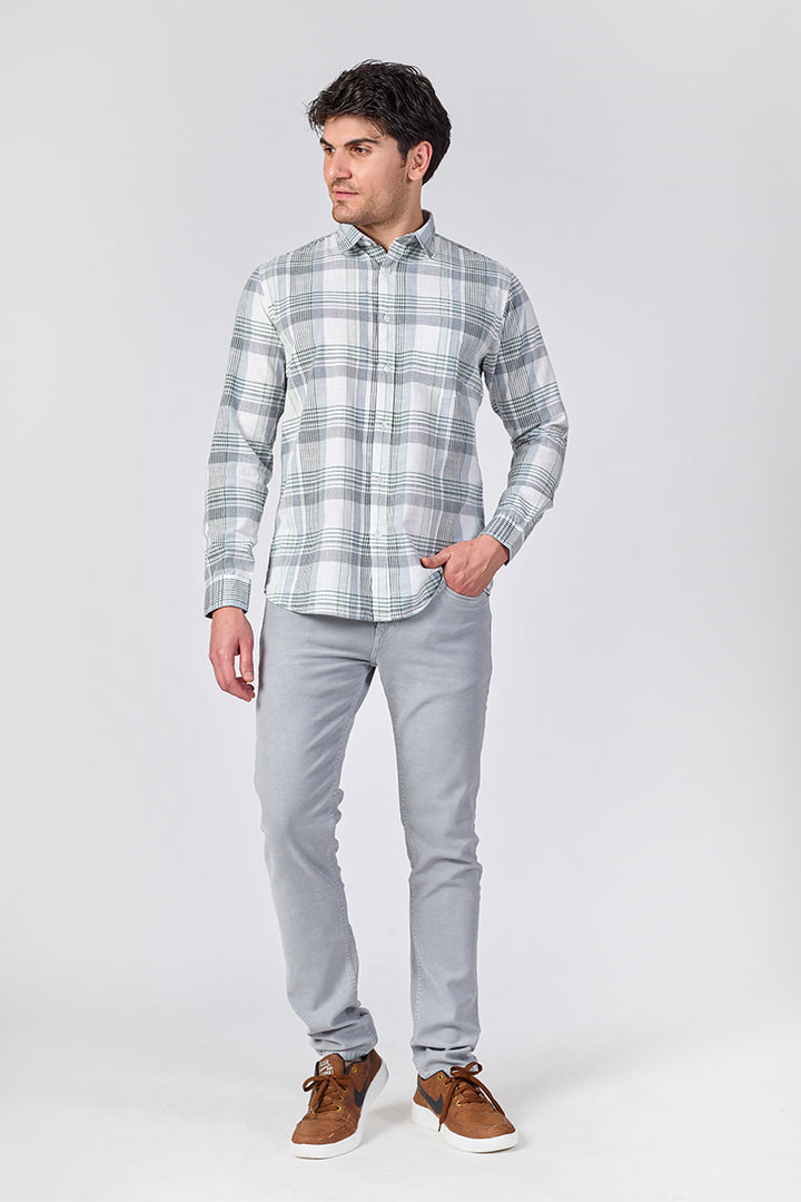 Cool Grey Dobby Checked Shirt