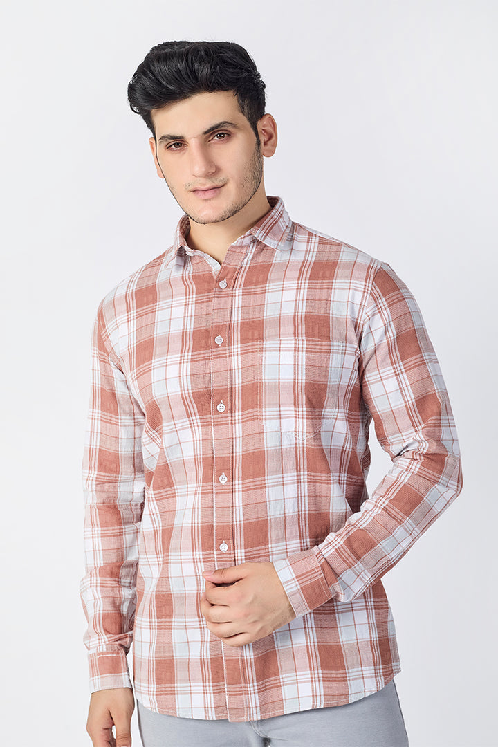 Blush Rust Dobby Checked Shirt