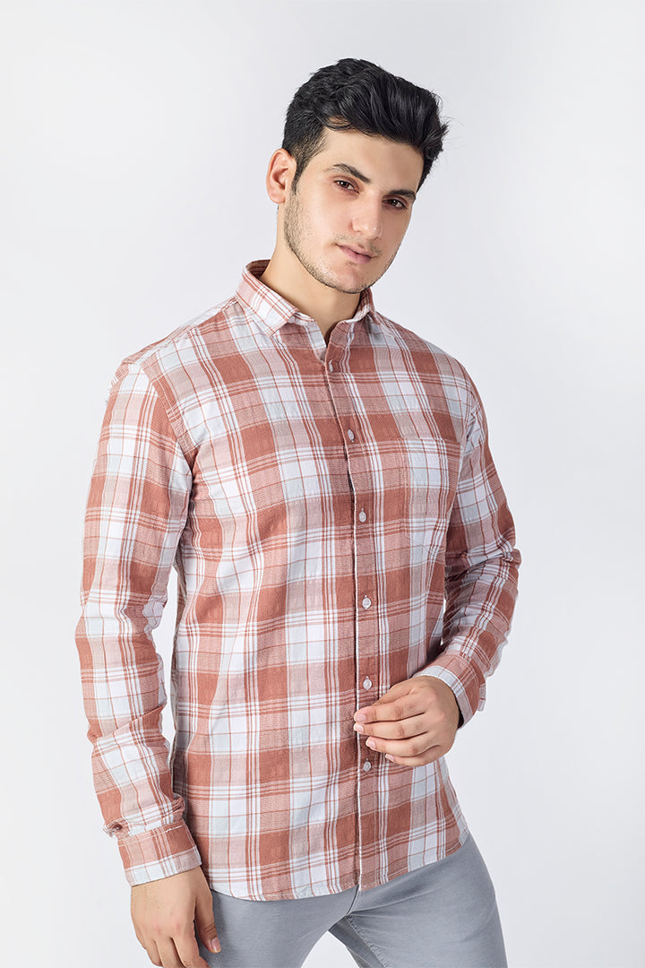 Blush Rust Dobby Checked Shirt