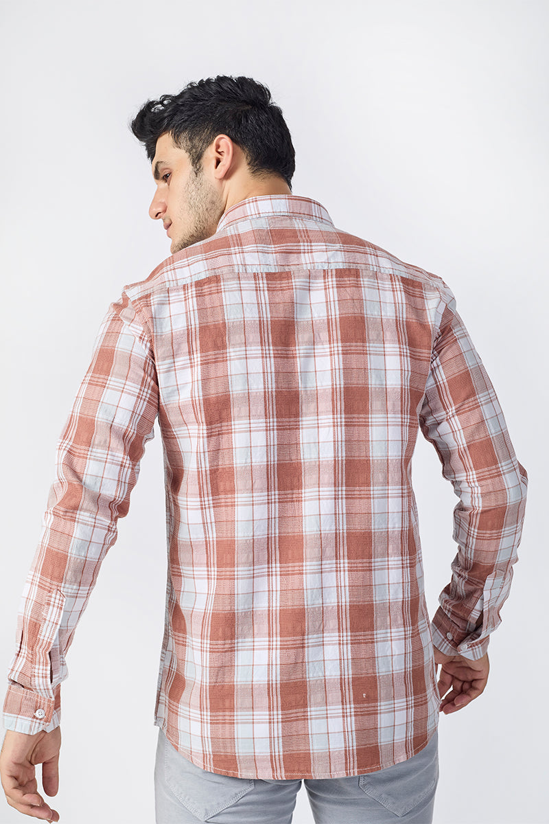 Blush Rust Dobby Checked Shirt