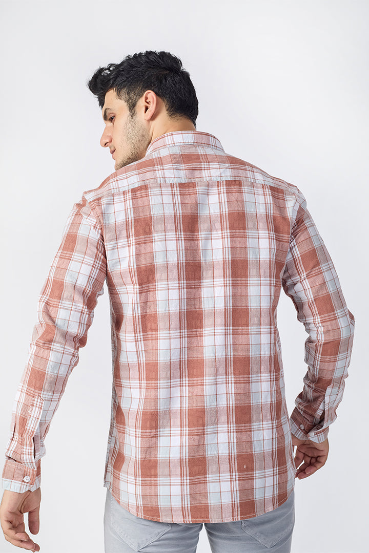 Blush Rust Dobby Checked Shirt