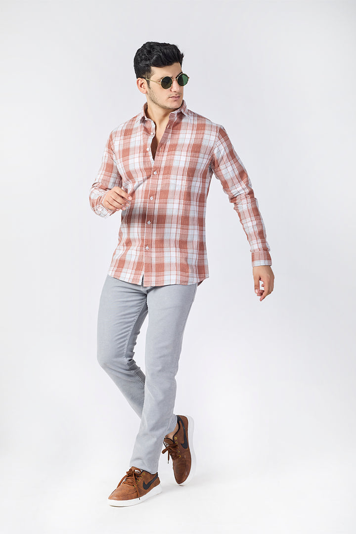 Blush Rust Dobby Checked Shirt