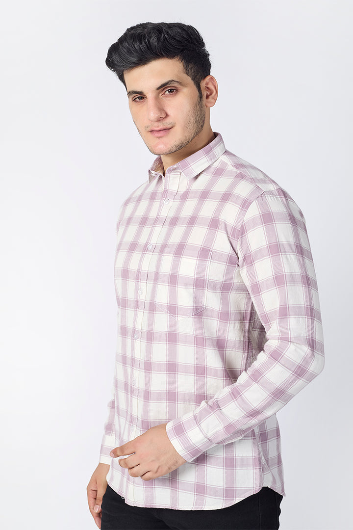 Soft Plum Dobby Checked Shirt