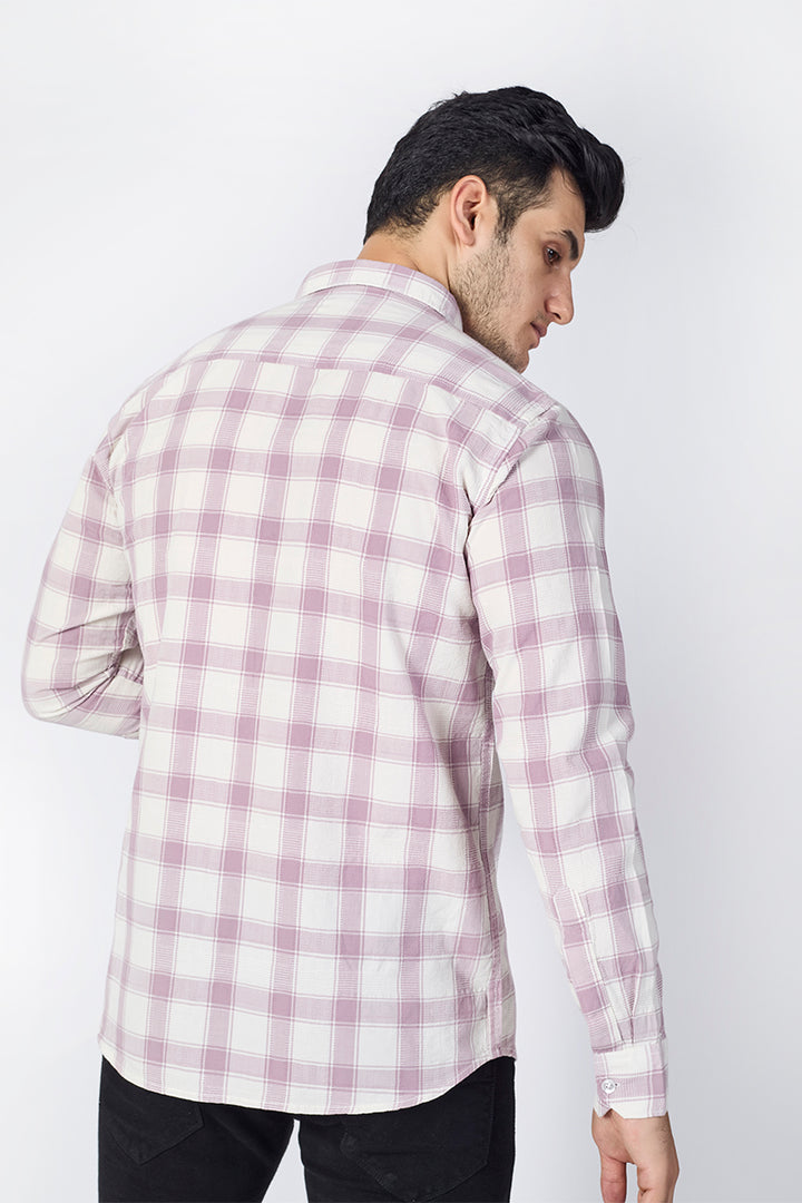 Soft Plum Dobby Checked Shirt