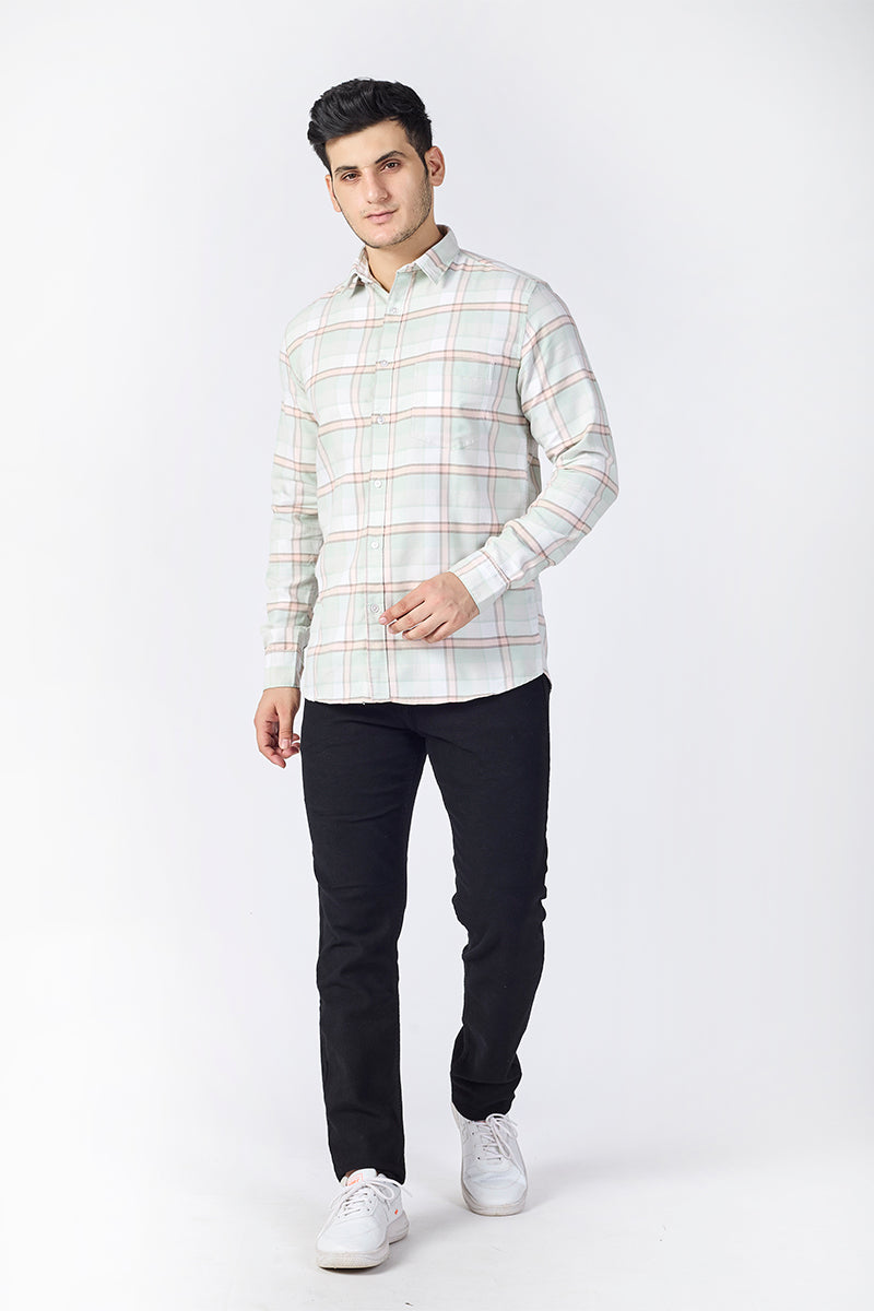 Mint Green Dobby Checked Shirt