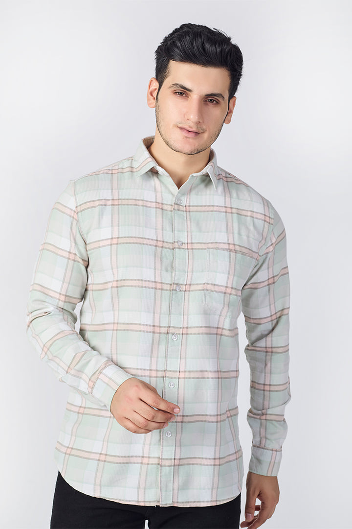Mint Green Dobby Checked Shirt