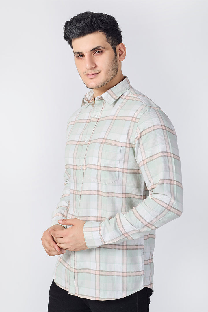 Mint Green Dobby Checked Shirt