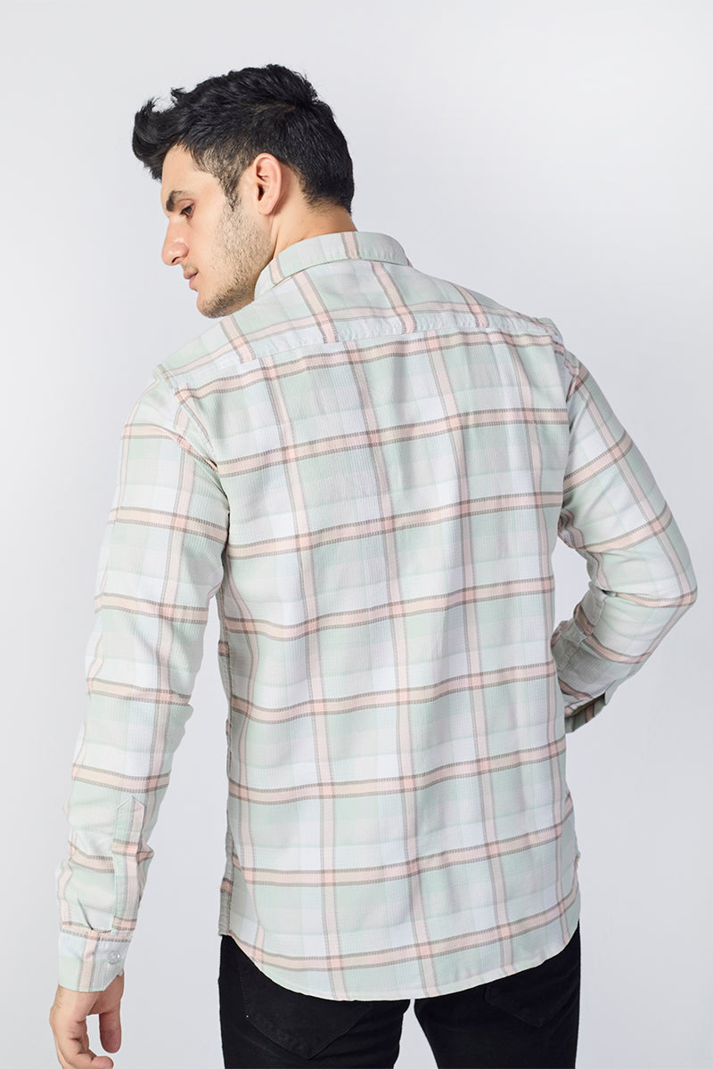 Mint Green Dobby Checked Shirt