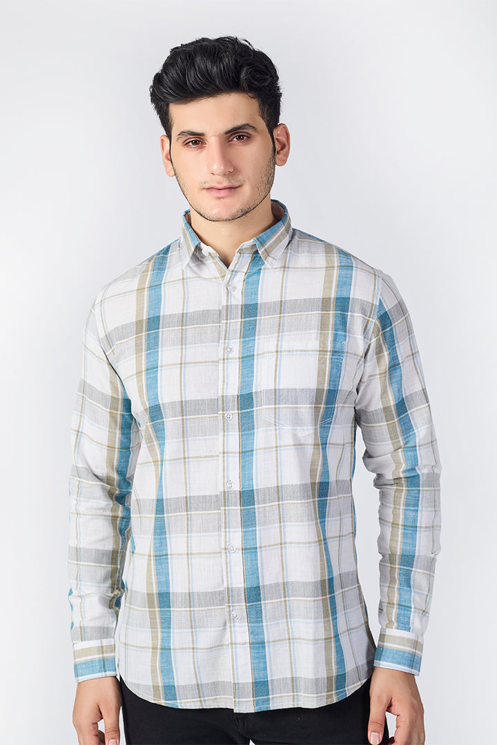 Ivory White Dobby Checked Shirt
