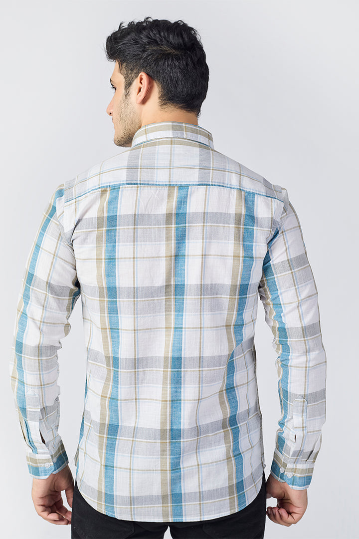 Ivory White Dobby Checked Shirt