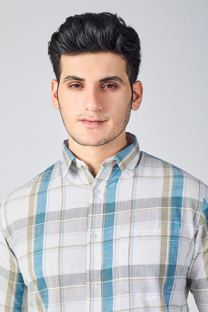 Ivory White Dobby Checked Shirt