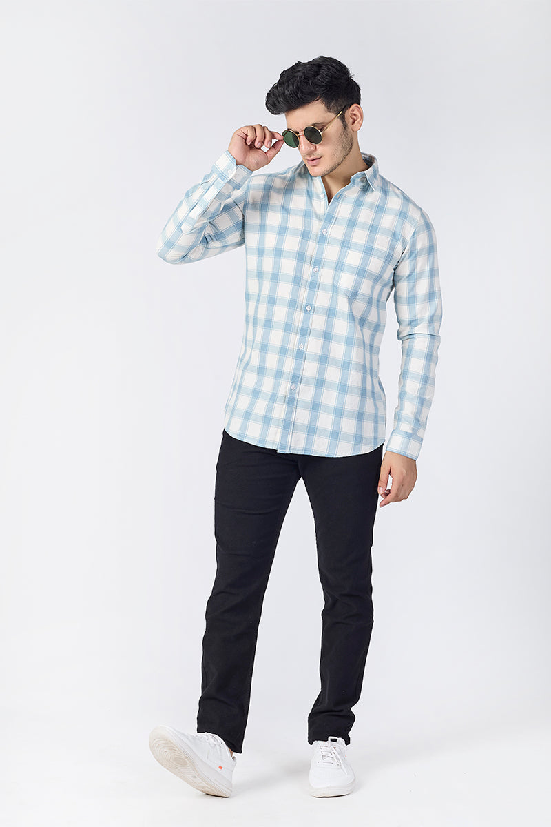 Ivory Grey Dobby Checked Shirt