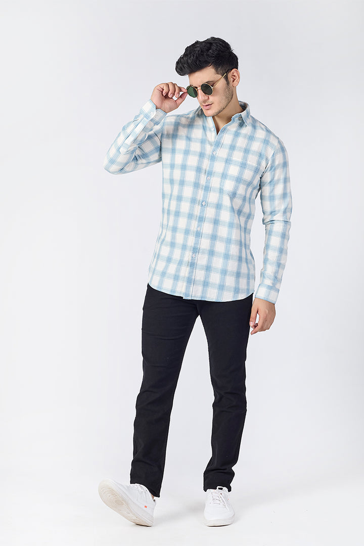 Ivory Grey Dobby Checked Shirt