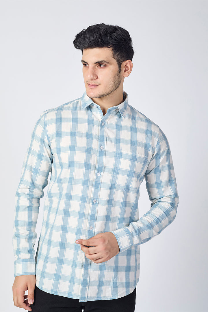 Ivory Grey Dobby Checked Shirt