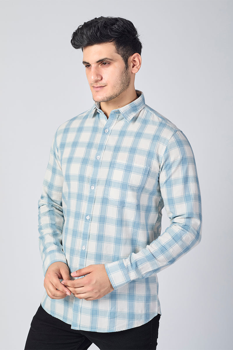 Ivory Grey Dobby Checked Shirt