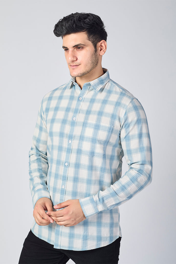 Ivory Grey Dobby Checked Shirt