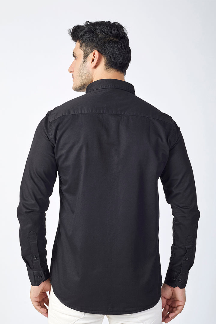 Dobby Cotton Solid Slim Fit Casual Shirt - Black