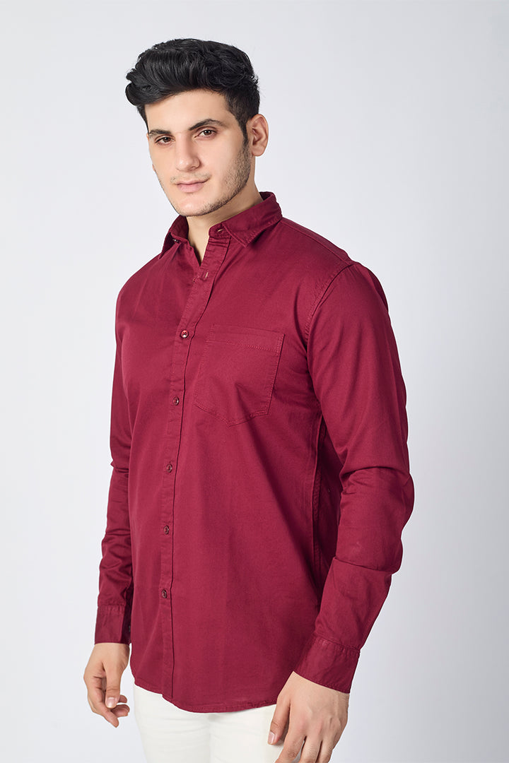 Dobby Cotton Solid Slim Fit Casual Shirt - Maroon