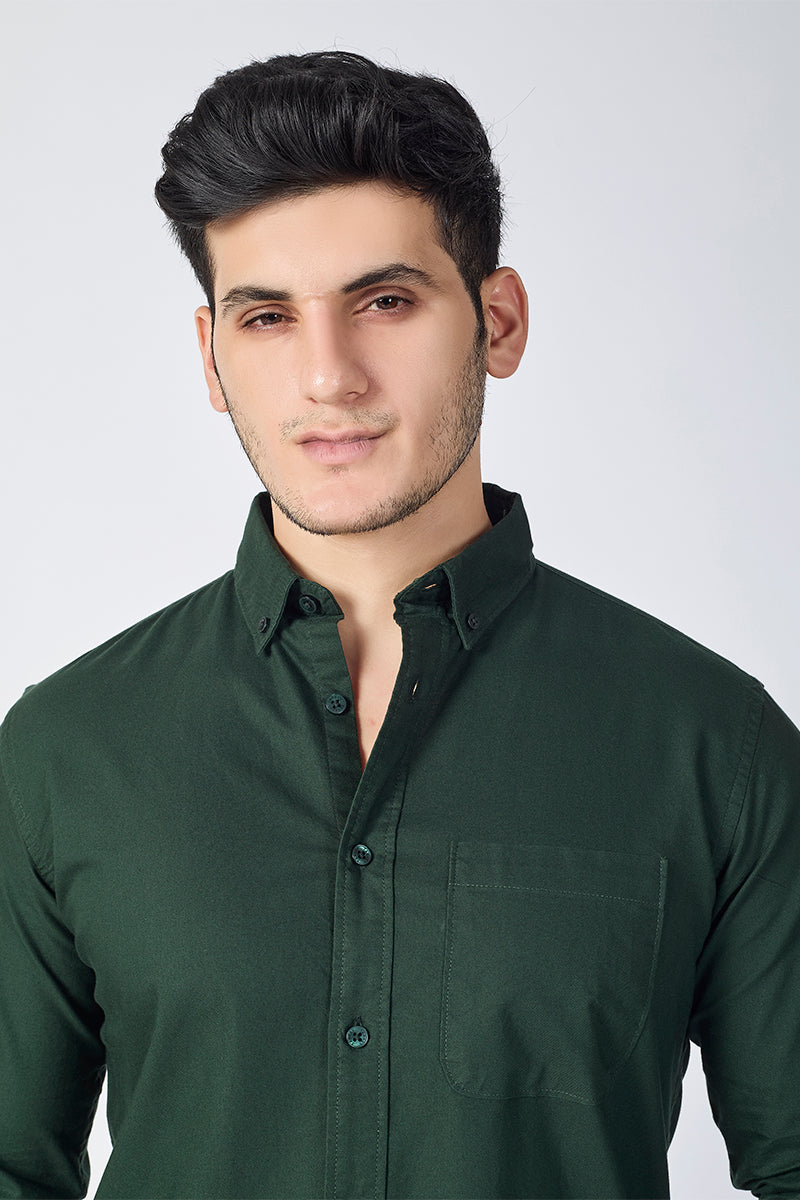 Core Lab Oxford Slim Fit Casual Shirt - Forest Green