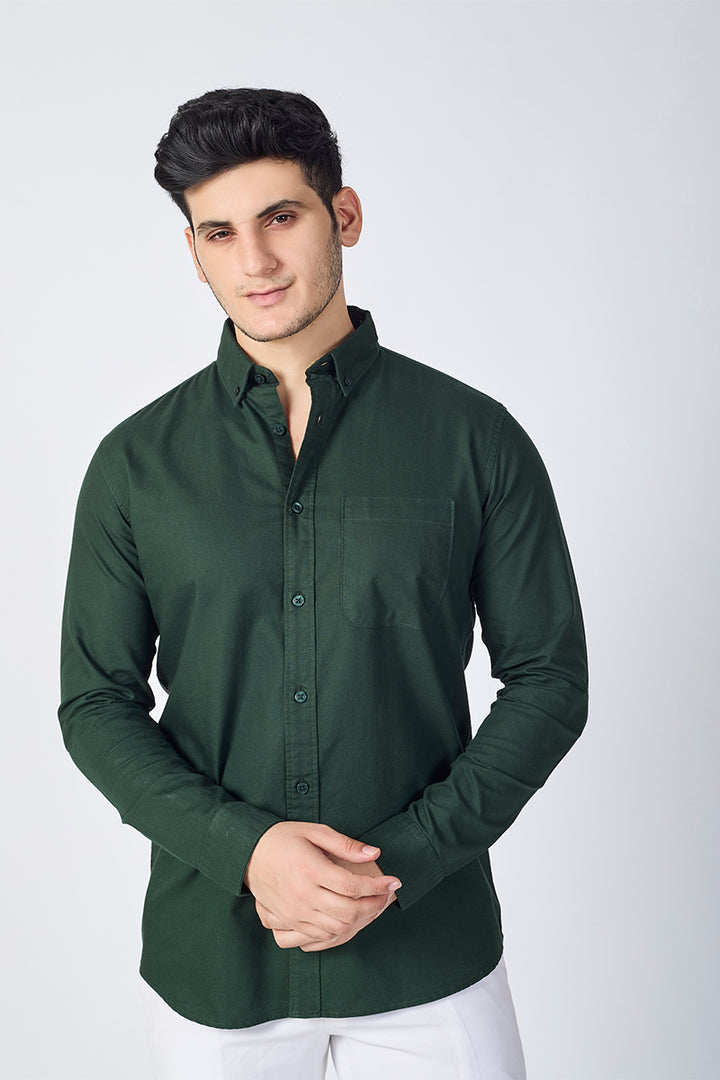 Core Lab Oxford Slim Fit Casual Shirt - Forest Green
