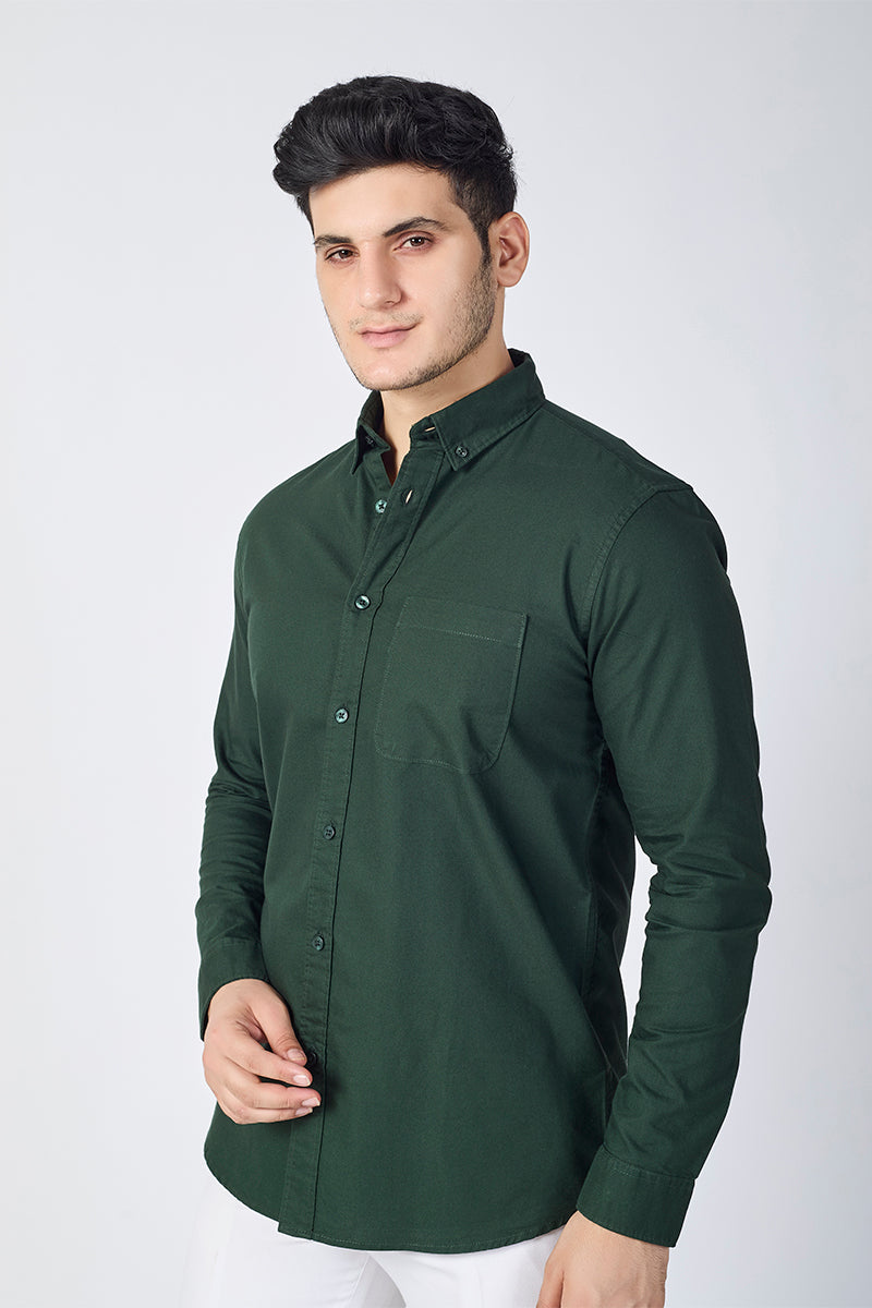 Core Lab Oxford Slim Fit Casual Shirt - Forest Green