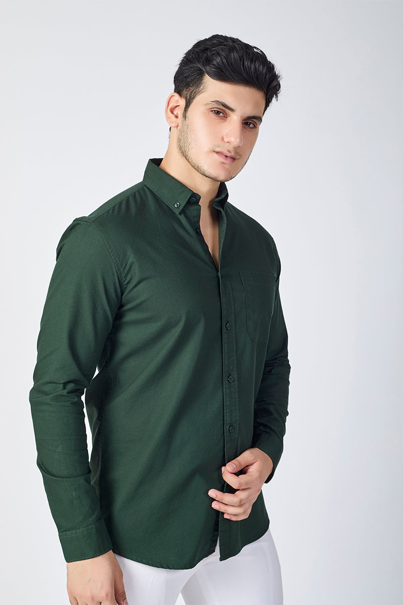 Core Lab Oxford Slim Fit Casual Shirt - Forest Green