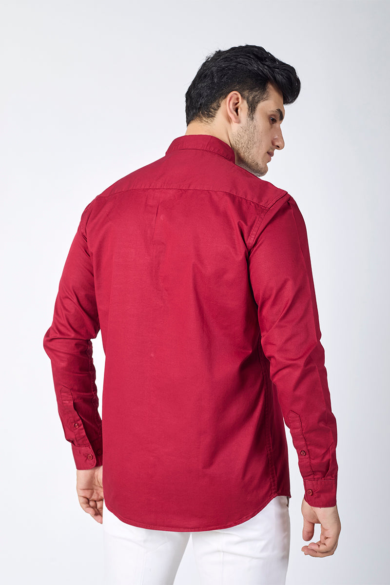 Cranberry Giza Slub Slim Fit Casual Shirt