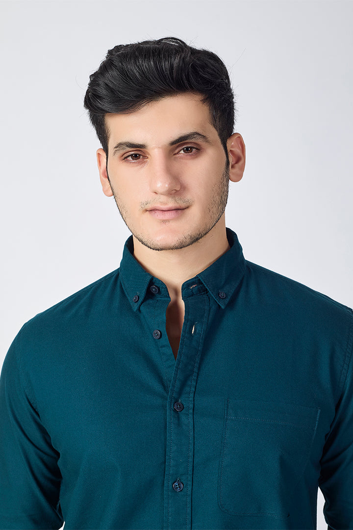 Core Lab Oxford Slim Fit Casual Shirt - Teal Blue
