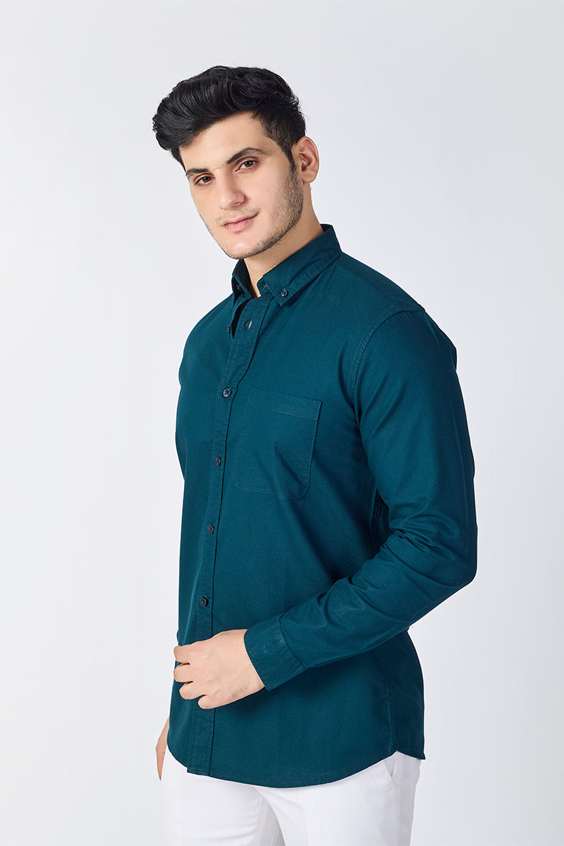 Core Lab Oxford Slim Fit Casual Shirt - Teal Blue