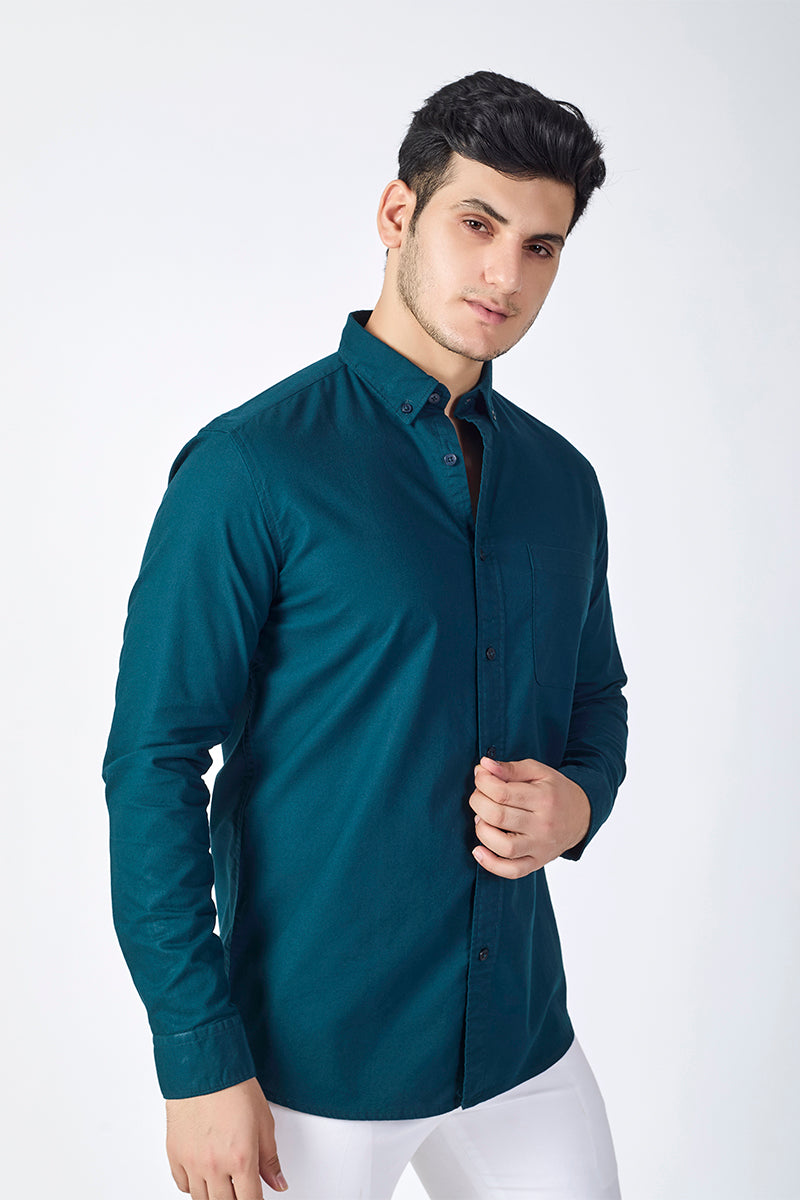 Core Lab Oxford Slim Fit Casual Shirt - Teal Blue